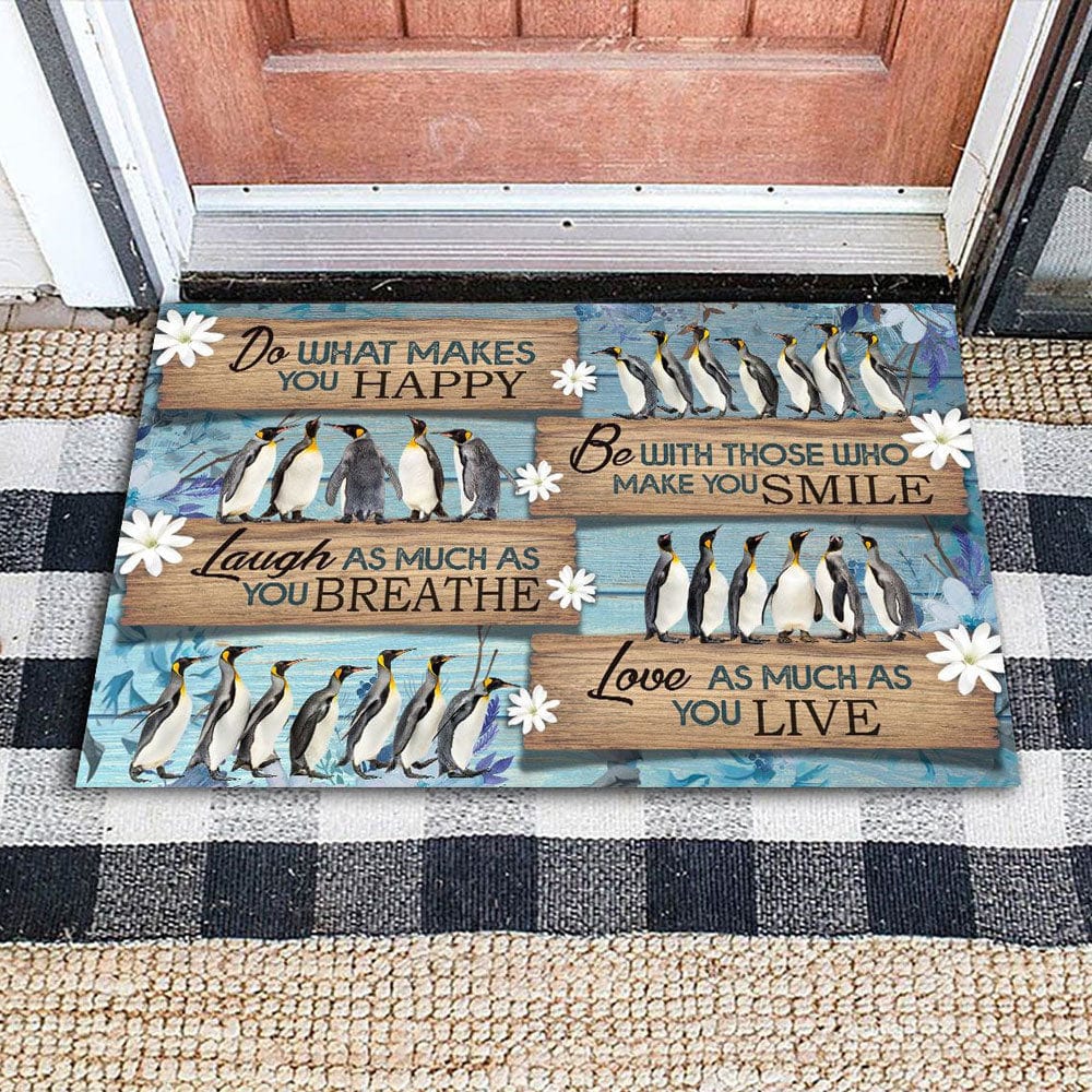 Love As Much As You Live Penguin Doormat