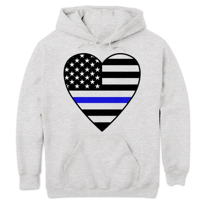 Sudadera de policía con corazón, prendas de Thin Blue Line, camisetas de Thin Blue Line