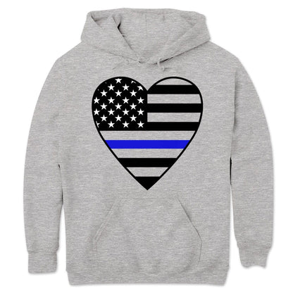 Sudadera de policía con corazón, prendas de Thin Blue Line, camisetas de Thin Blue Line