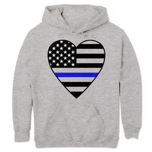 Thin Blue Line Apparel, Police Sweatshirt With Heart, Thin Blue Line Shirts