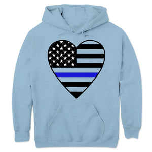 Camisetas de línea azul fina, camisetas de policía con corazón