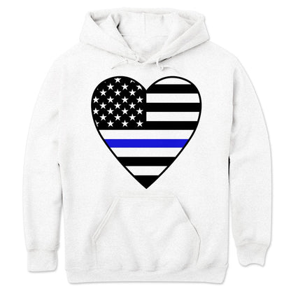 Sudadera de policía con corazón, prendas de Thin Blue Line, camisetas de Thin Blue Line