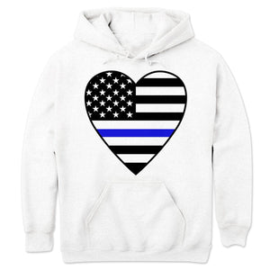 Thin Blue Line Apparel, Police Sweatshirt With Heart, Thin Blue Line Shirts