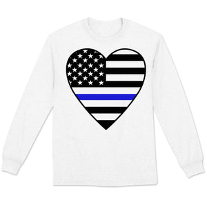 Camisetas de línea azul fina, camisetas de policía con corazón