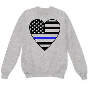 Thin Blue Line Apparel, Police Sweatshirt With Heart, Thin Blue Line Shirts