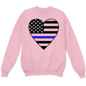 Thin Blue Line Apparel, Police Sweatshirt With Heart, Thin Blue Line Shirts