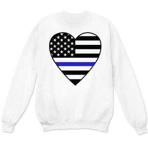 Camisetas de línea azul fina, camisetas de policía con corazón