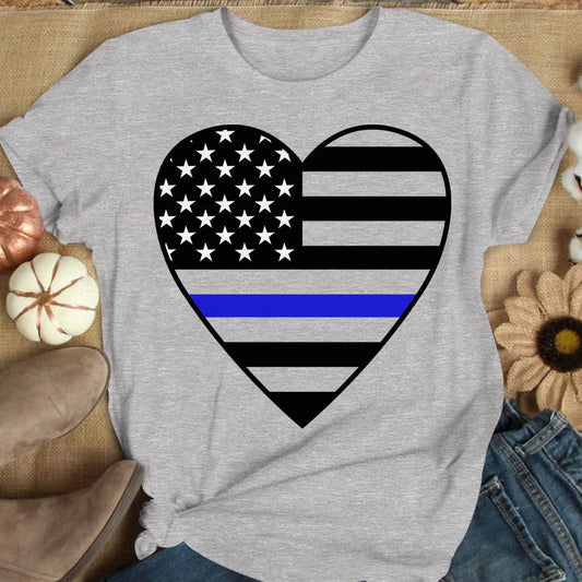 Police With Heart, Thin Blue Line T Shirts