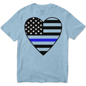 Camisetas de la delgada línea azul con el logo de la policía con corazón