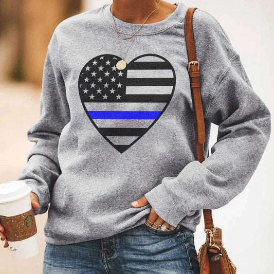 Sudadera de policía con corazón, prendas de Thin Blue Line, camisetas de Thin Blue Line