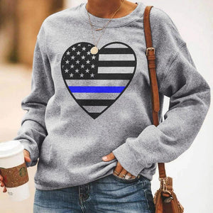 Thin Blue Line Apparel, Police Sweatshirt With Heart, Thin Blue Line Shirts