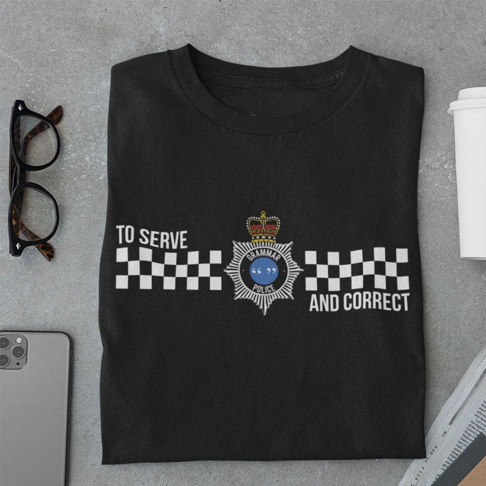 Camiseta de policía, gramática policial para servir y corregir, regalo para policía