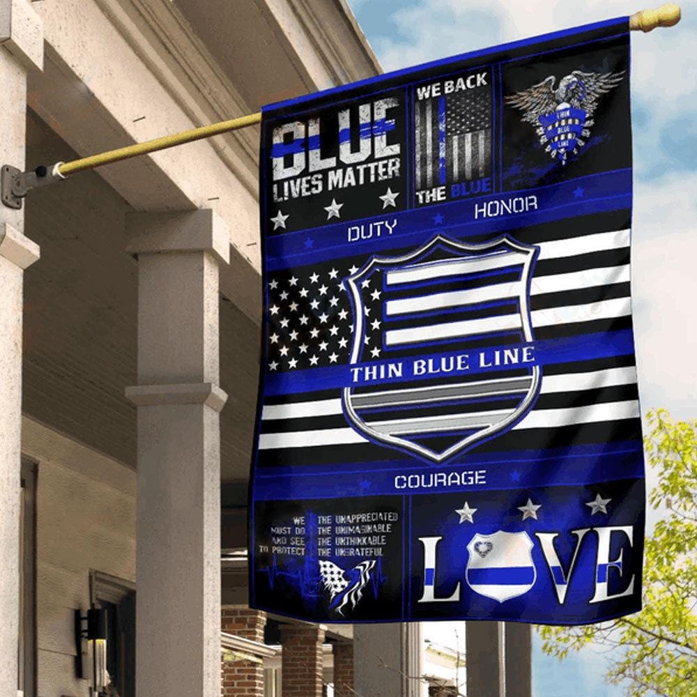 Las vidas azules importan, bandera policial de la delgada línea azul para casa y jardín