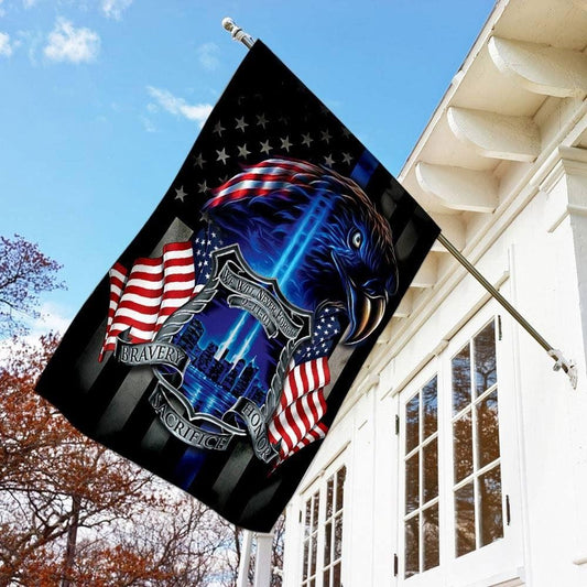 Nunca olvidaremos el 91101 Valentía Honor Sacrificio Águila Policía Bandera Casa y jardín
