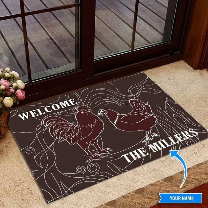 Personalized Chicken Couple Chicken Doormat