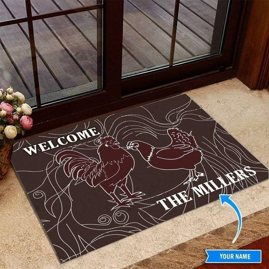 Personalized Chicken Couple Chicken Doormat