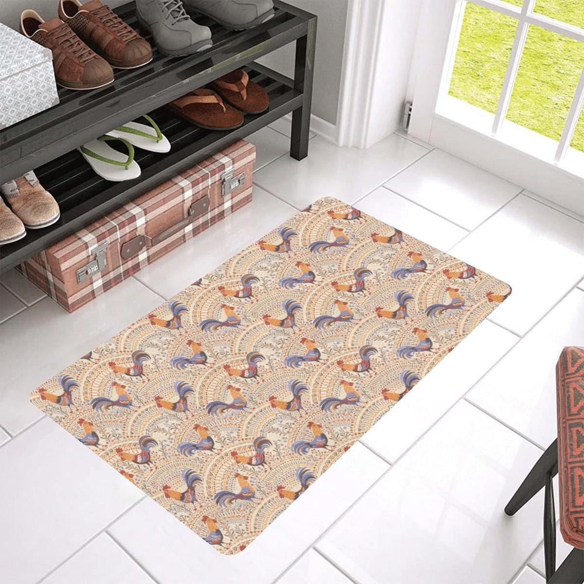 Chicken Boho Style Pattern Chicken Doormat