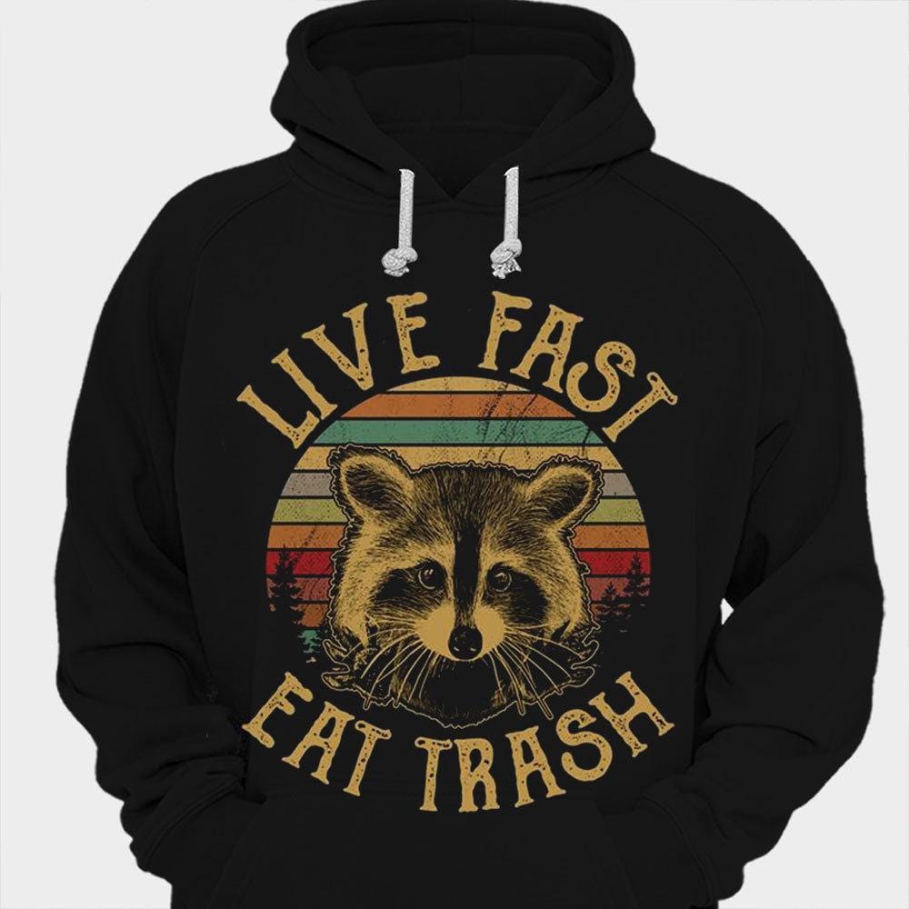 Camisetas vintage de mapaches que viven rápido y comen basura