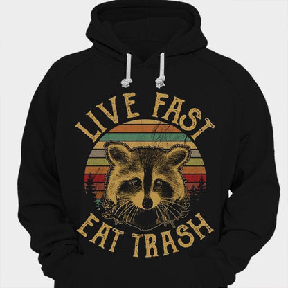 Camisetas vintage de mapaches que viven rápido y comen basura