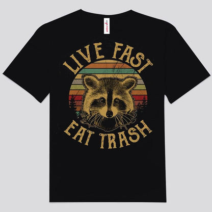 Camisetas vintage de mapaches que viven rápido y comen basura