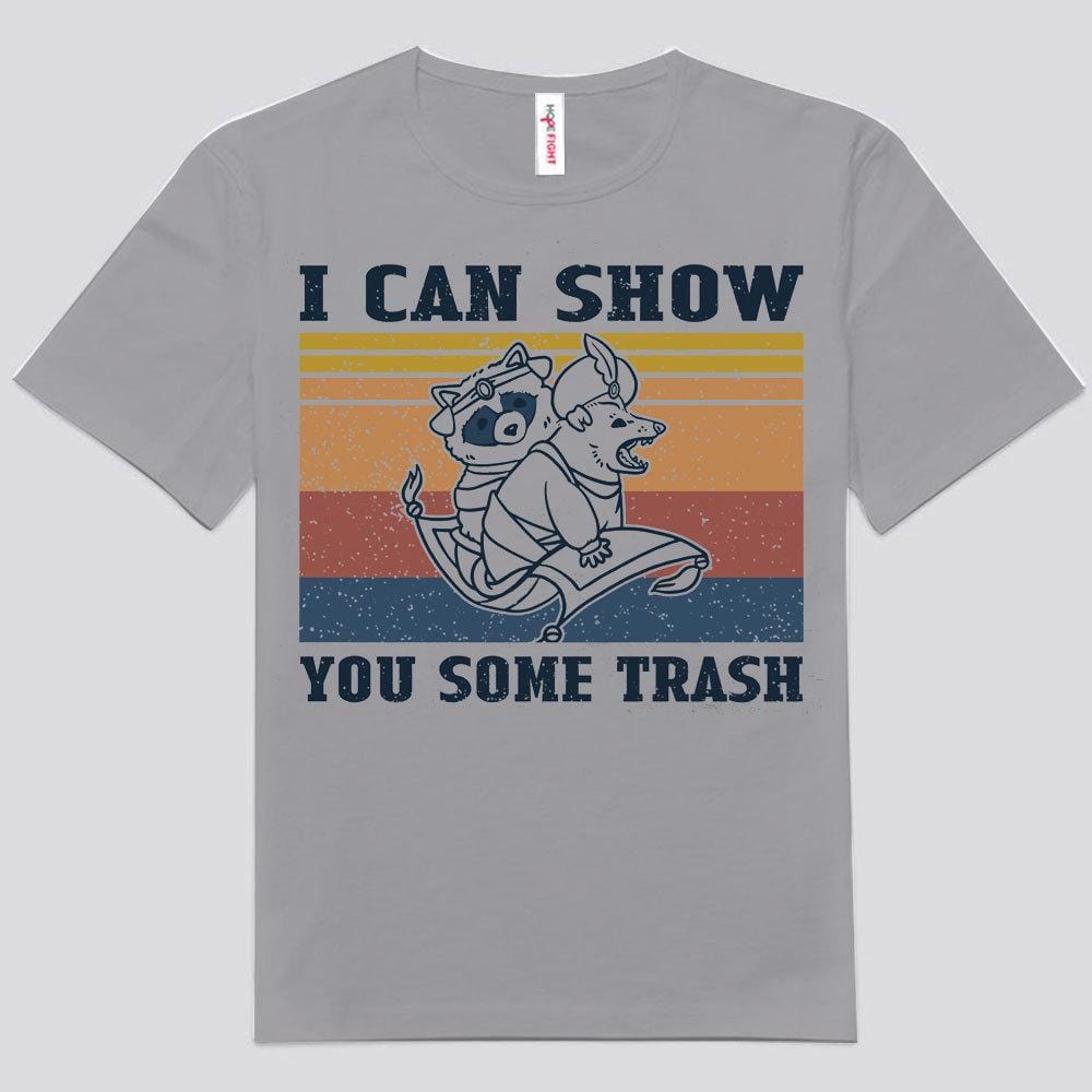 Puedo mostrarte algunas camisetas de mapache basura
