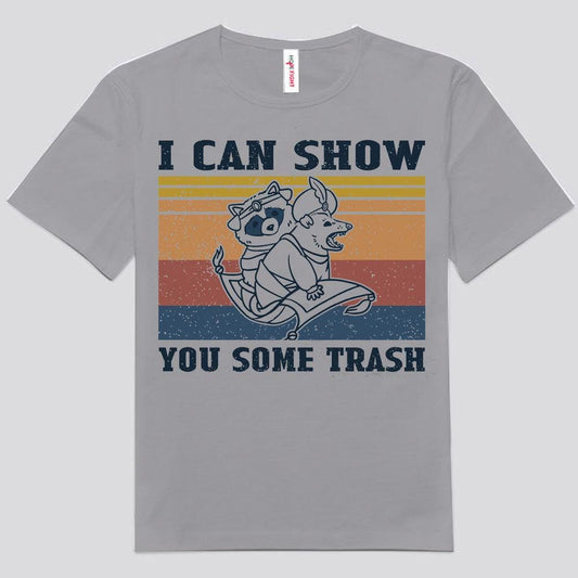 Puedo mostrarte algunas camisetas de mapache basura