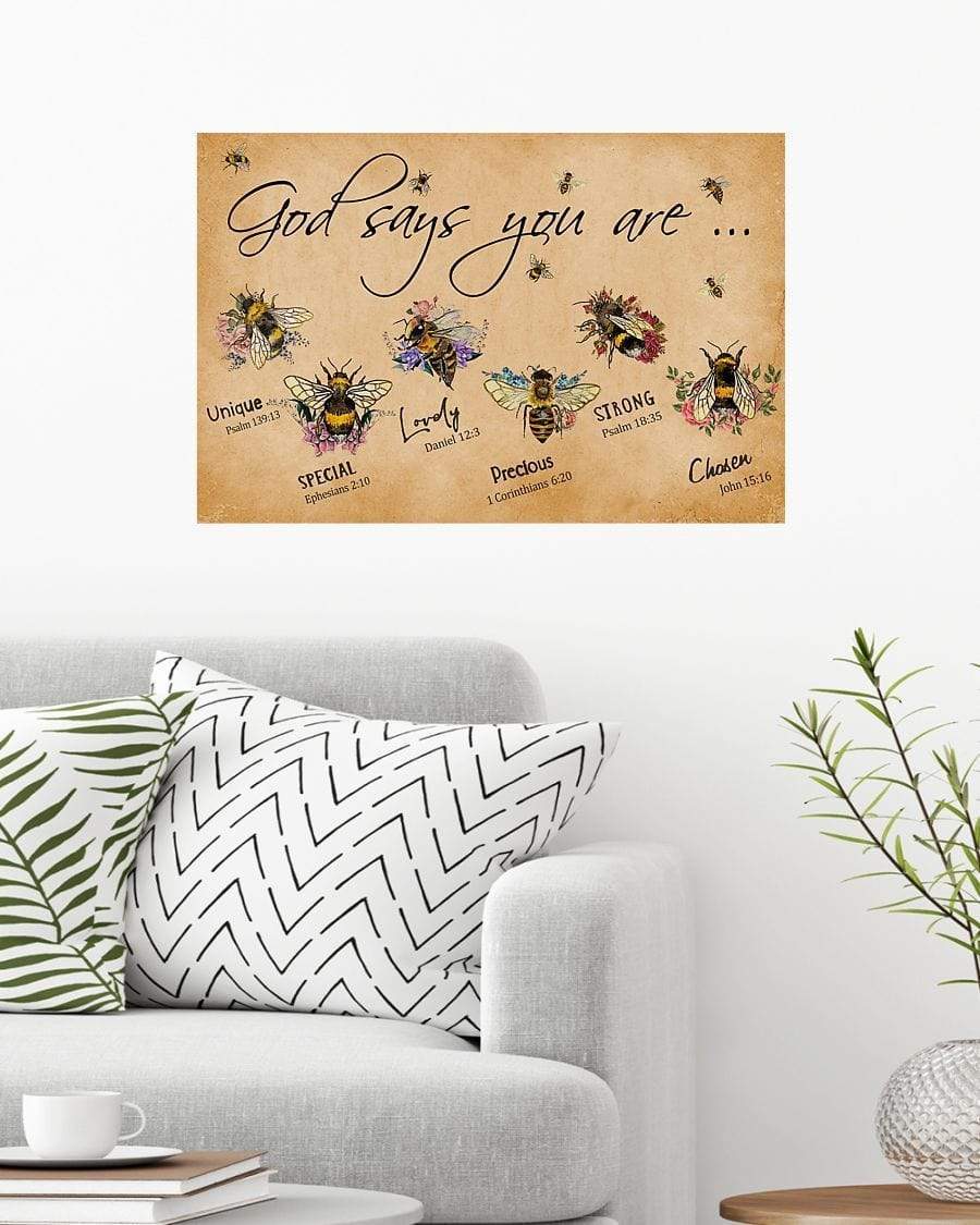 Hippie Flower Bees God Says You Are Hippie Poster, Canvas