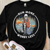 Run More Worry Less Funny Skeleton Running Shirts