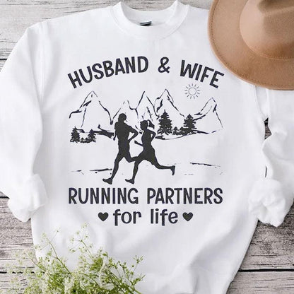 Camisetas de marido y mujer que corren juntos de por vida