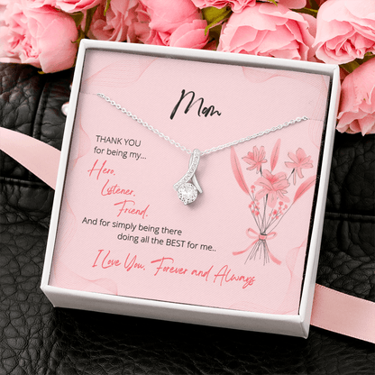 Alluring Beautiful Necklace For Mom - Thank You For Being My Hero, Listener, Friend
