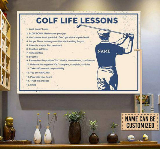 Póster personalizado de lecciones de vida de golf, lienzo