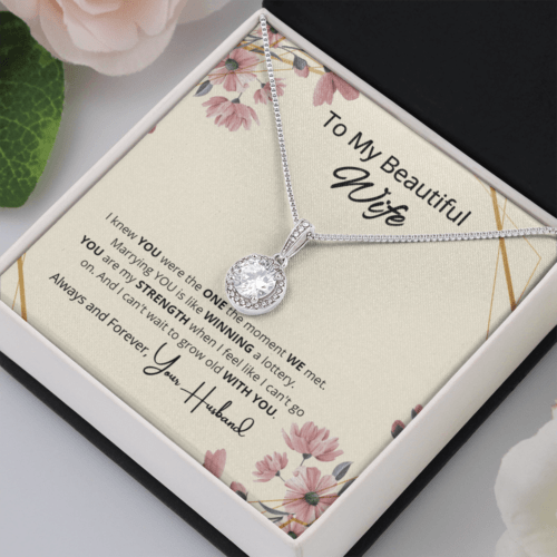 To My Beautiful Wife Eternal Hope Necklace - I Knew You Were The One Moment We Met Marry You Is Like Winning A Lottery