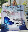 To My Dad In Heaven Butterfly Memorial Father's Day Blanket