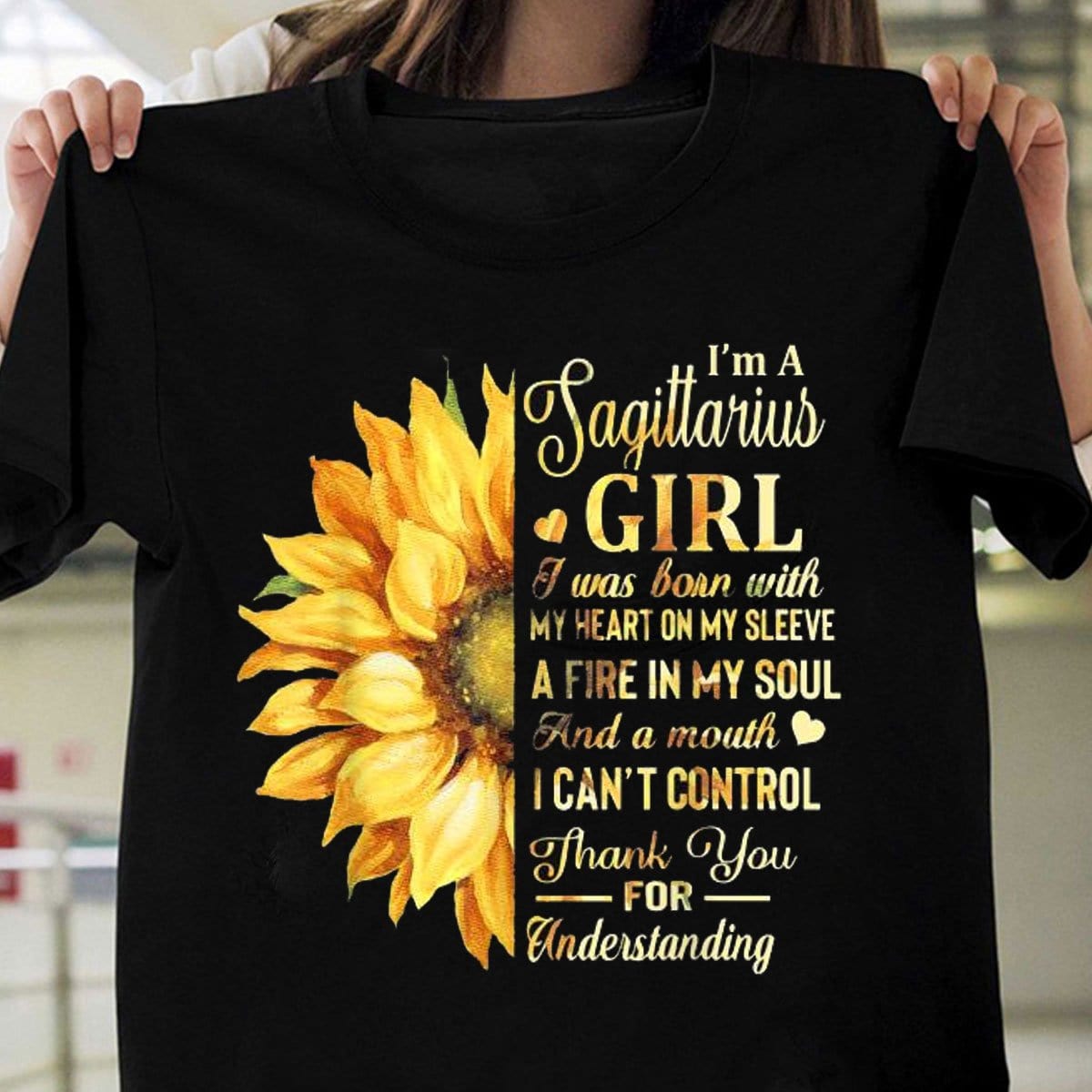 Soy una chica Sagitario Camisetas de girasol