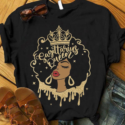 Sagittarius Queen Afro Black Woman Shirts