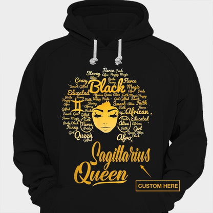 Camisetas personalizadas para mujer negra afro Sagitario Queen