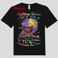 Sagittarius Woman I Can Be Sweet As Candy Cold As Ice Depends On You Personalized Shirts