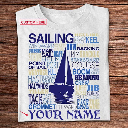 Camisetas de navegación personalizadas con diseño de barco de vela
