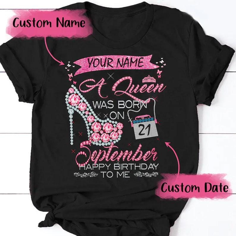Nació una reina Feliz cumpleaños para mí, camisetas de cumpleaños personalizadas