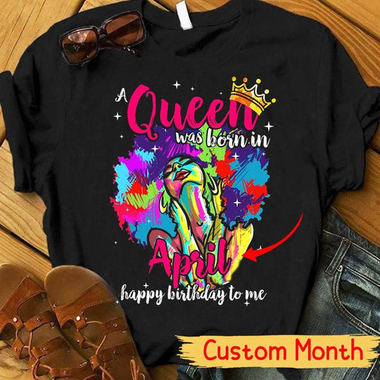 Nació una reina Feliz cumpleaños para mí, camisetas de cumpleaños personalizadas