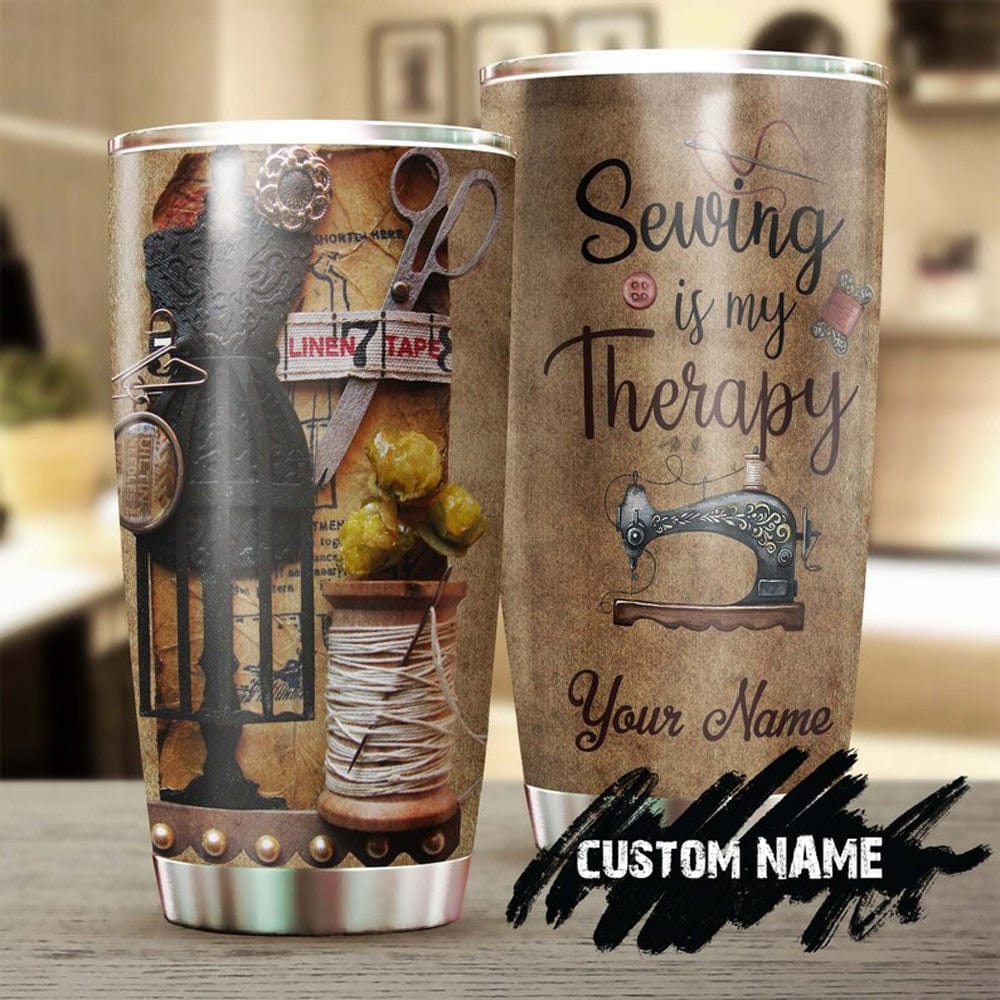 Sewing Is My Therapy Personalized Tumbler