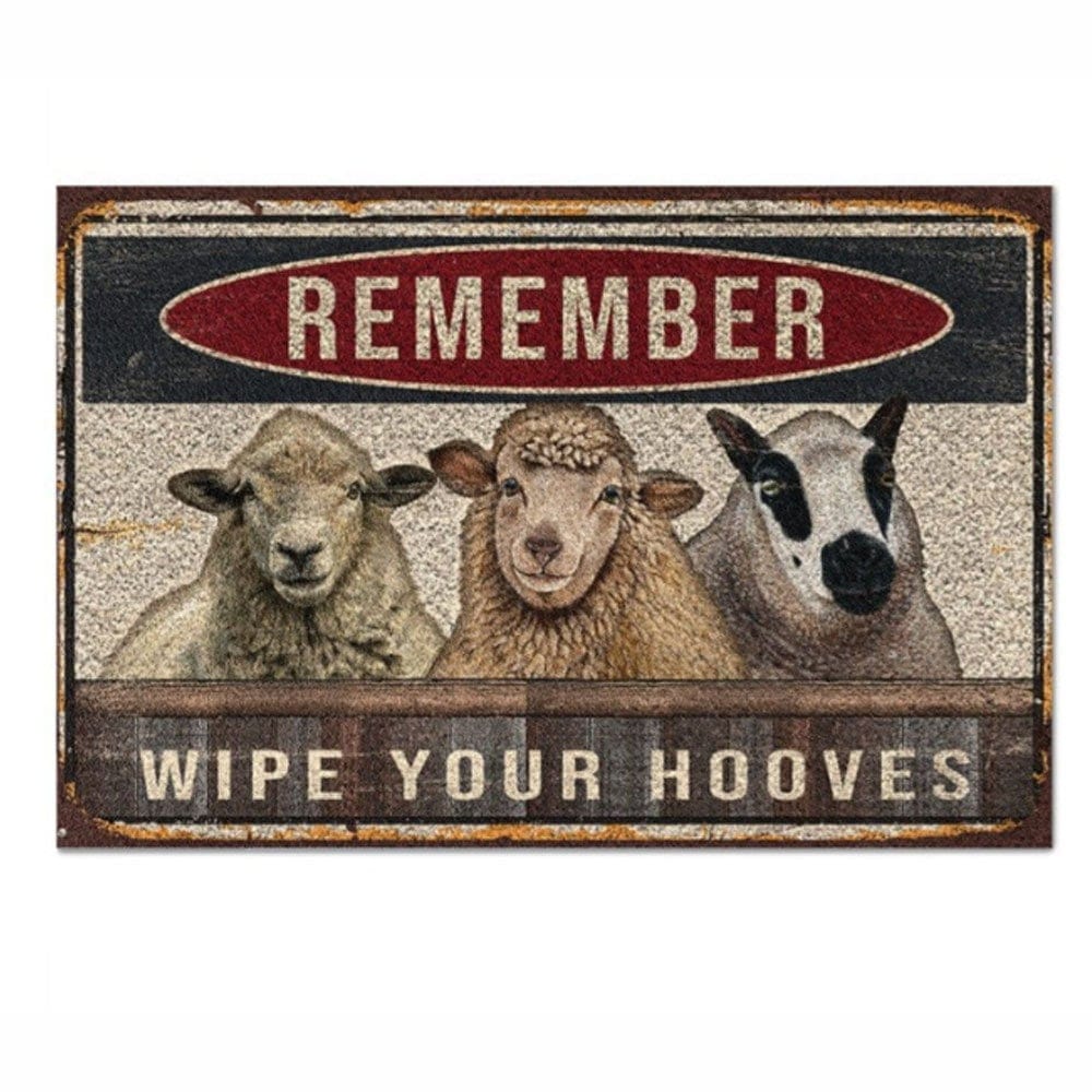 Remember Wipe Your Hooves Sheep Doormat