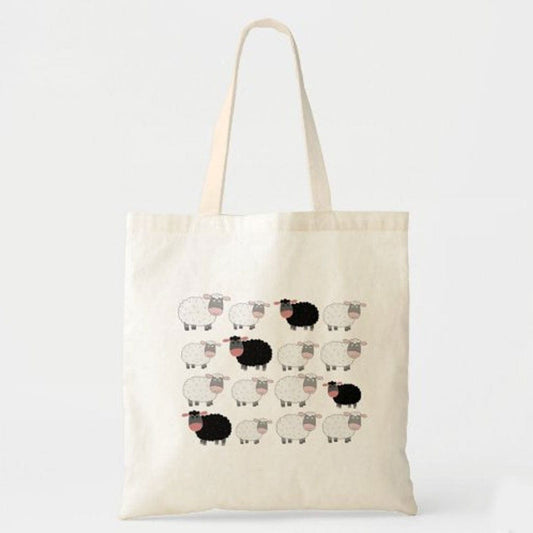 Bolsa de mano con oveja en blanco y negro