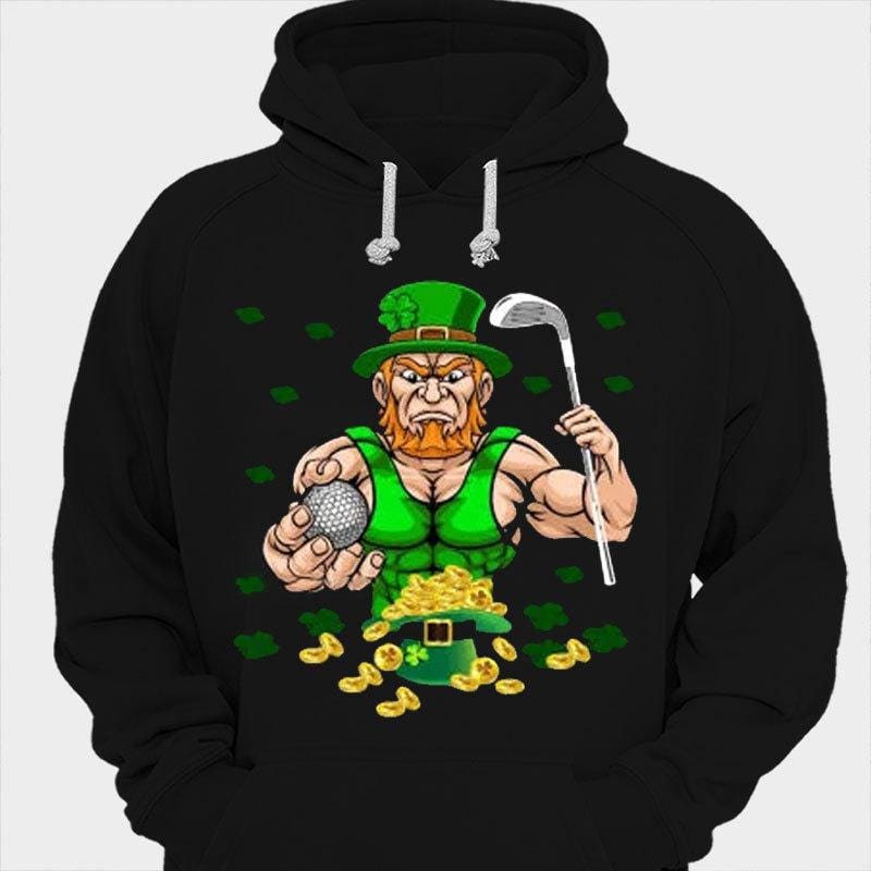 Camisetas del Día de San Patricio con duende jugando al golf