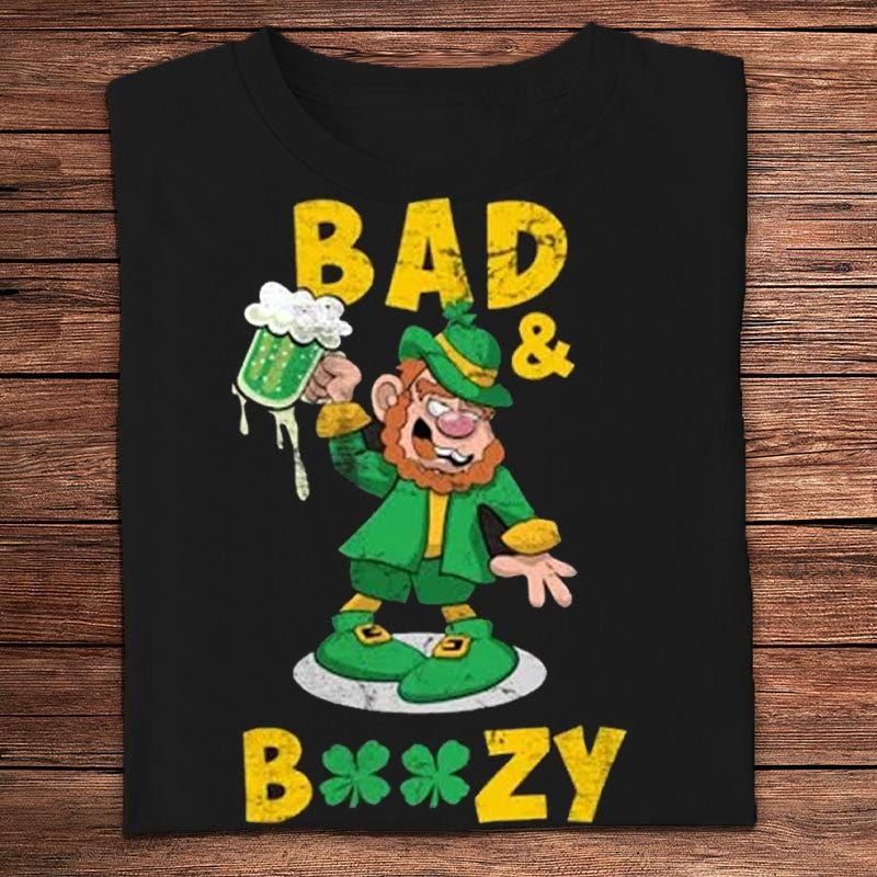 Bad & Boozy Leprechaun St Patricks Day Shirts