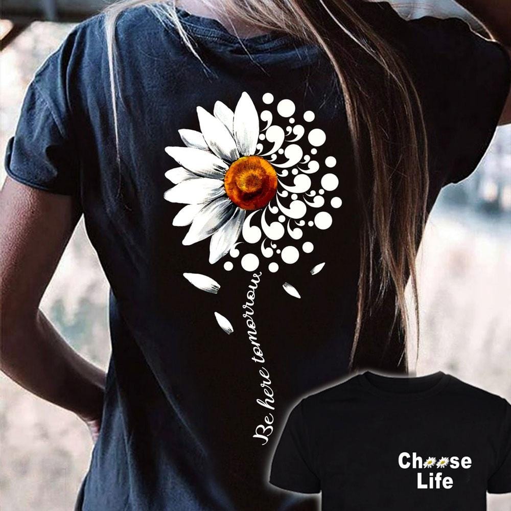 Be Here Tomorrow, Semicolon & Sunflower Suicide Awareness Shirts