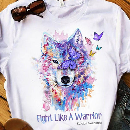 Lucha como un guerrero, camiseta de concienciación sobre el suicidio del lobo