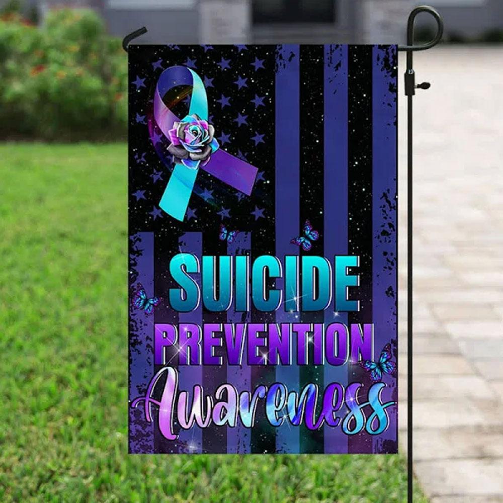 Ribbon & Rose Suicide Prevention Flag House & Garden