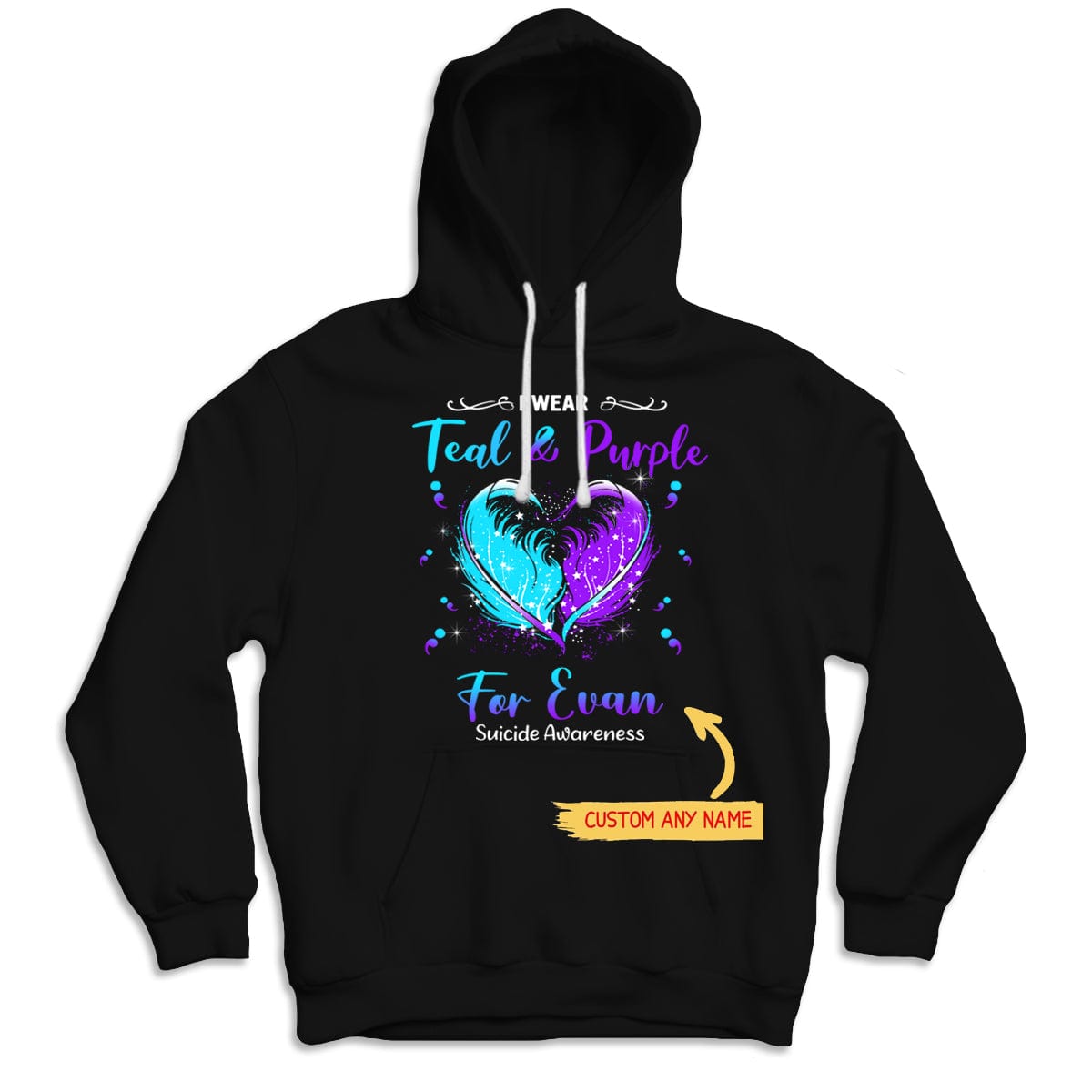 Camisetas personalizadas de concienciación sobre el suicidio, corazón que llevo en verde azulado y morado para mi hijo