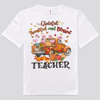 Grateful Thankful And Blessed Teacher Flamingo Shirts